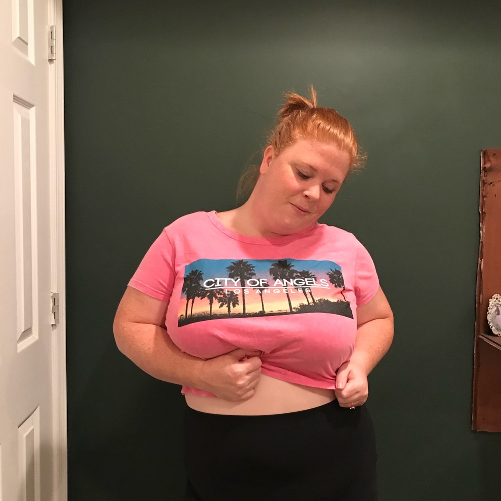 Plus Size Pink Crop Top Graphic Tee